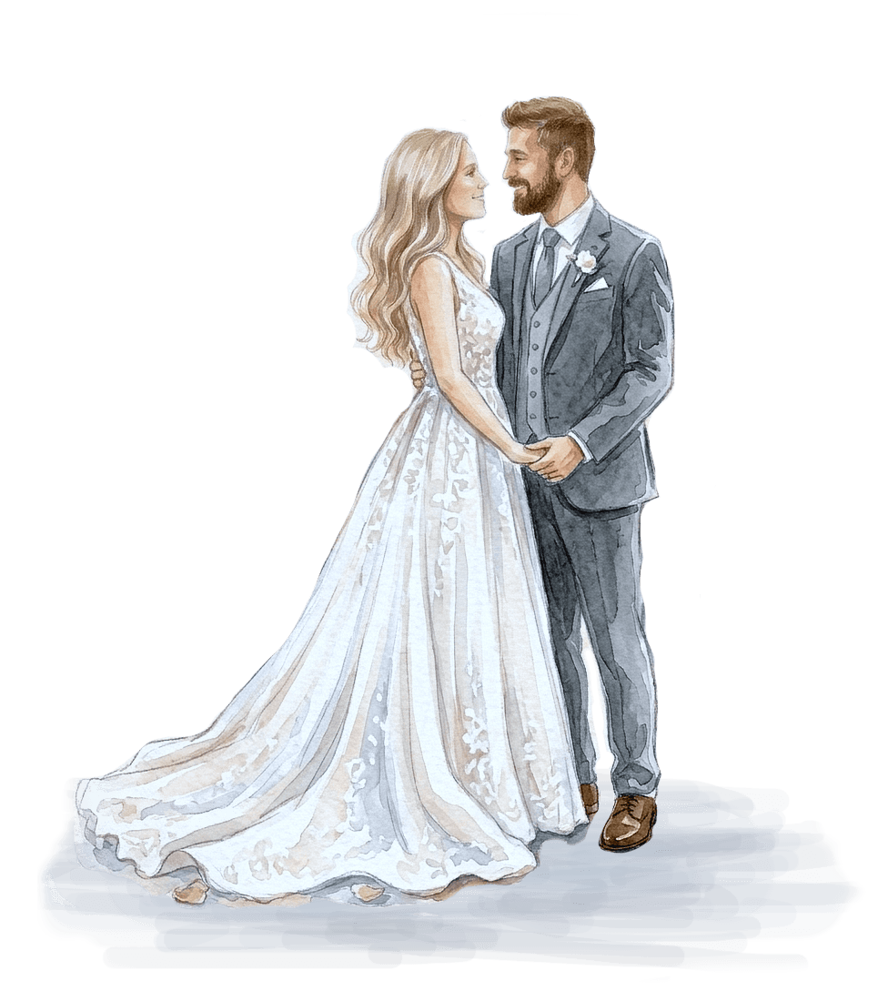 Aquarellillustration eines Hochzeitspaars